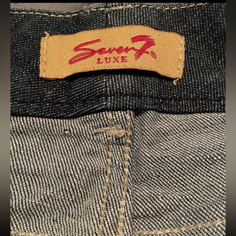 Seven7 Jeans Women Size 20 Dark Denim Flared  Embroidered Pocket Cotton Blend - Picture 3 of 16